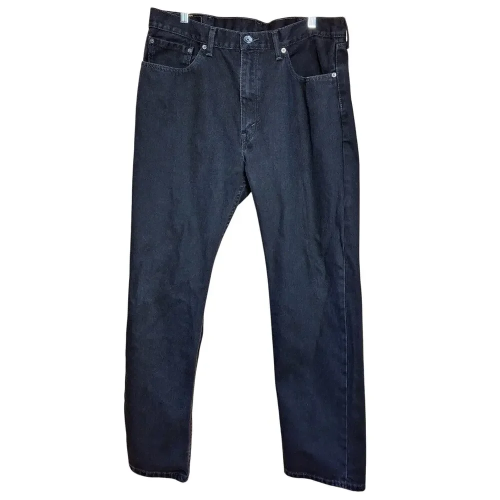 Levi's 505 regular fit straight leg mens black jeans 38x32 denium classic cotton